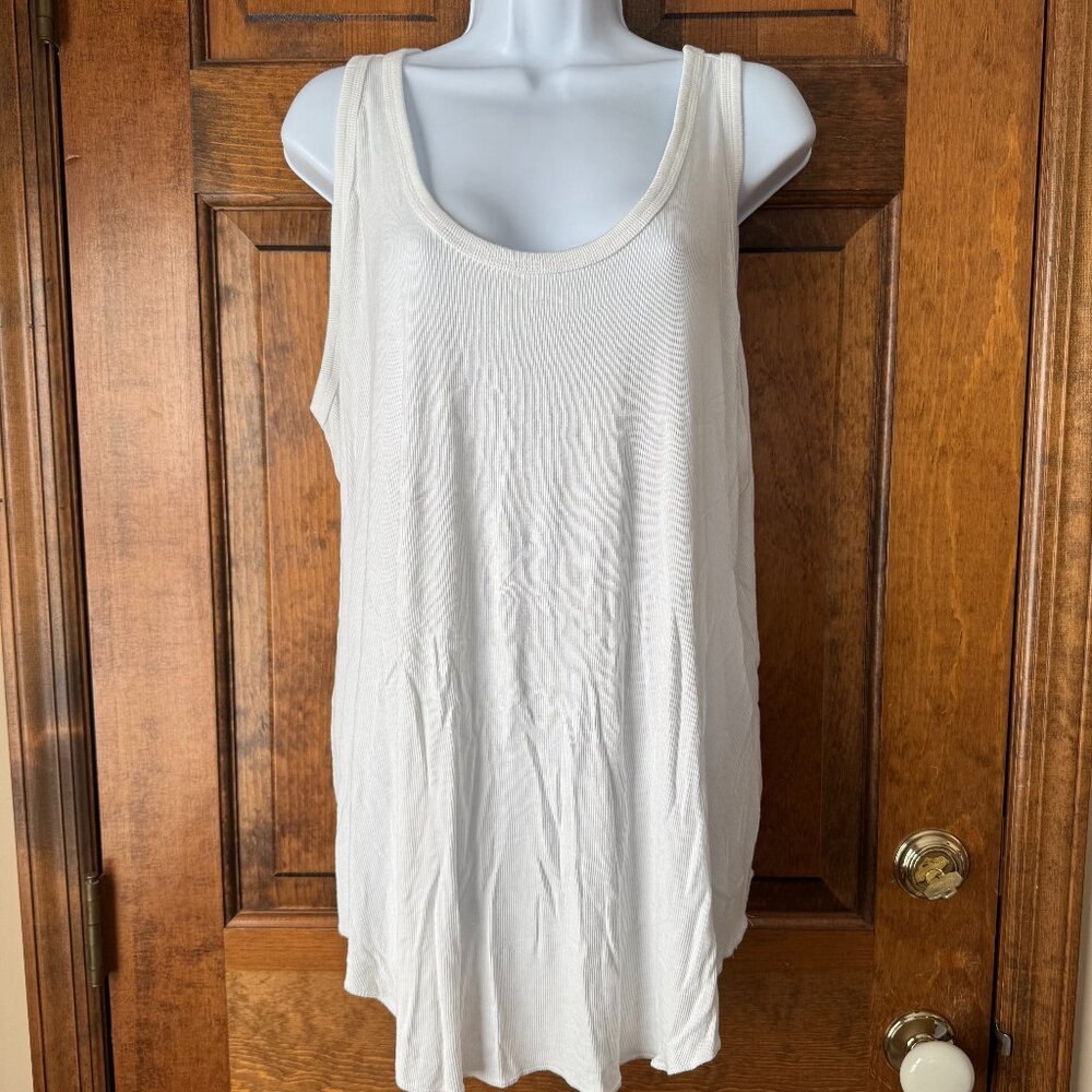 Sejour White Ribbed Tank Size 3X